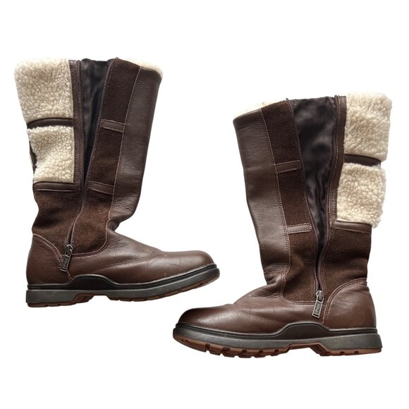 Pajar Canada Après-Ski Boots Brown Leather Suede Faux-Fur Lining Side Zip 9 - Picture 4 of 11